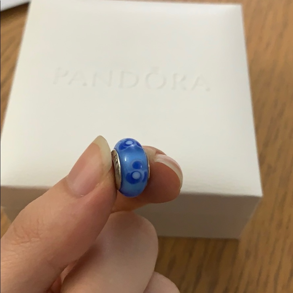 Pandora Blue Floral Murano Glass Charm